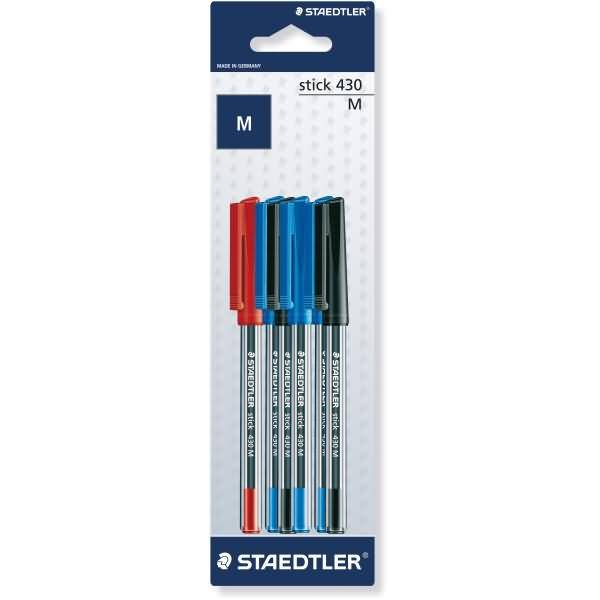 Kugelschreiber stick 430 M 1x rot, 3x blau, 2x schwarz