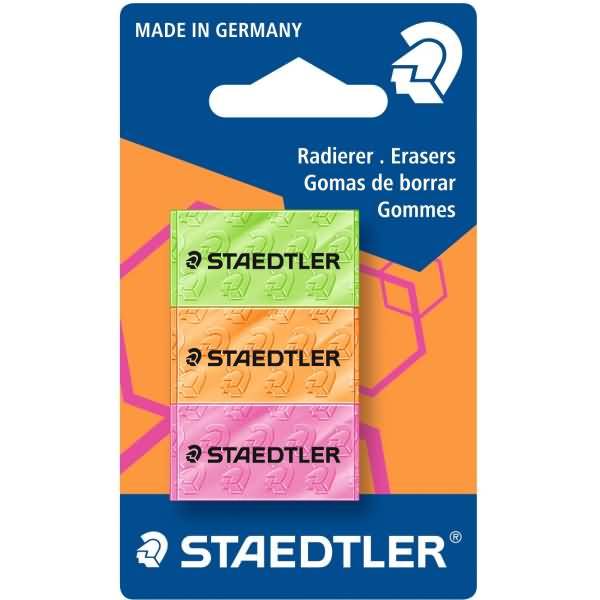 Radierer neon Phthalat- und latexfrei sortiert VE=3 Stück