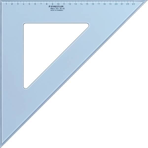 Zeichendreieck 36cm 45/45 Gr. transparent/blau