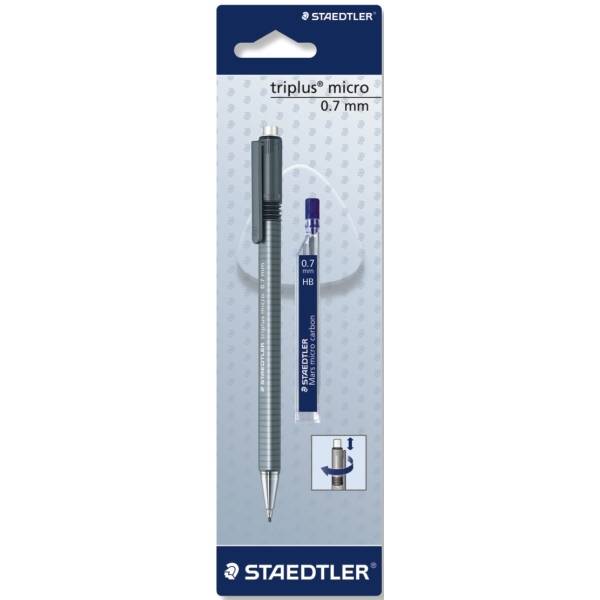 Druckbleistift triplus micro 0,7mm B grau + Minen auf Blisterkarte