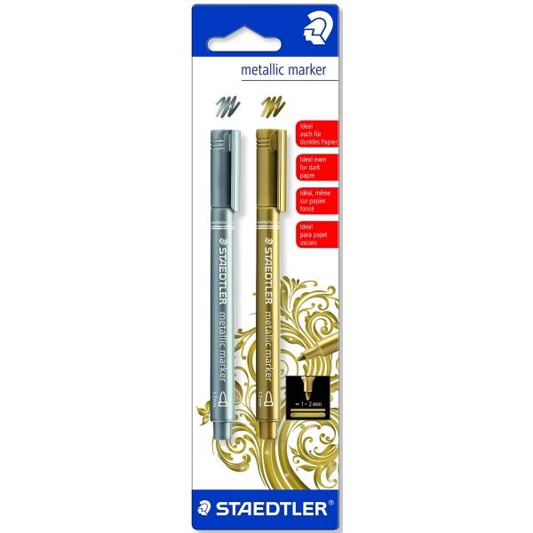 Lackmarker Metallic Marker ca. 1-2 mm gold und silber auf Blisterkarte