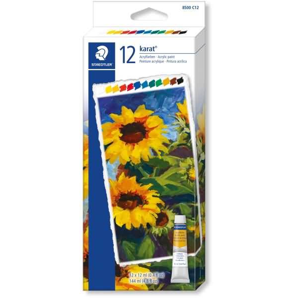 Acrylfarbkasten Tuben karat 12 Farben a 12ml