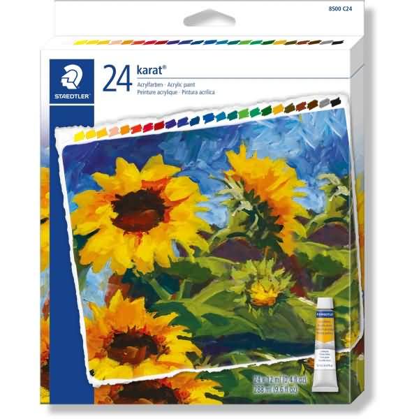 Acrylfarbkasten Tuben karat 24 Farben a 12ml