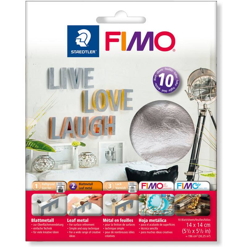 FIMO Blattmetall, silber, 10 Blatt