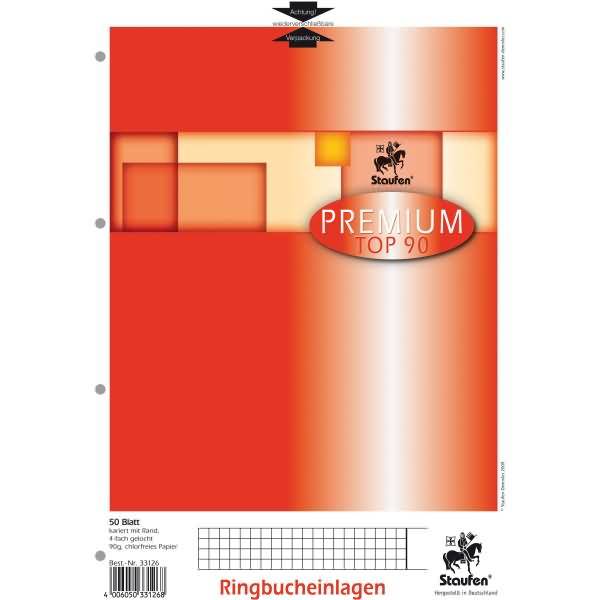 Ringbucheinlagen Premium A4 50 Blatt kariert Lineatur 26