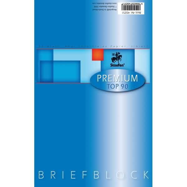 Briefblock Premium A5 50 Blatt liniert 90g/qm weiß