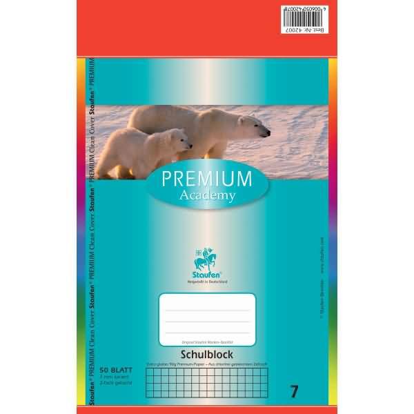 Schulblock Premium A5 50 Blatt kariert 7mm