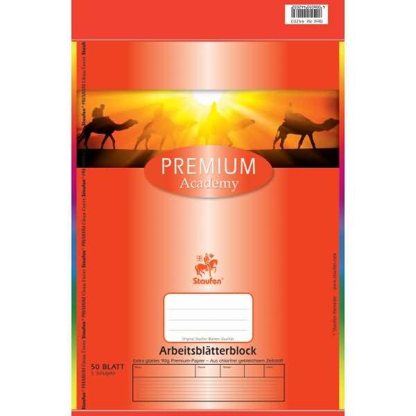 Arbeitsblätterblock A4 50 Blatt Lineatur 3 80g/qm 4-fach gelocht mit Rahmen weiß