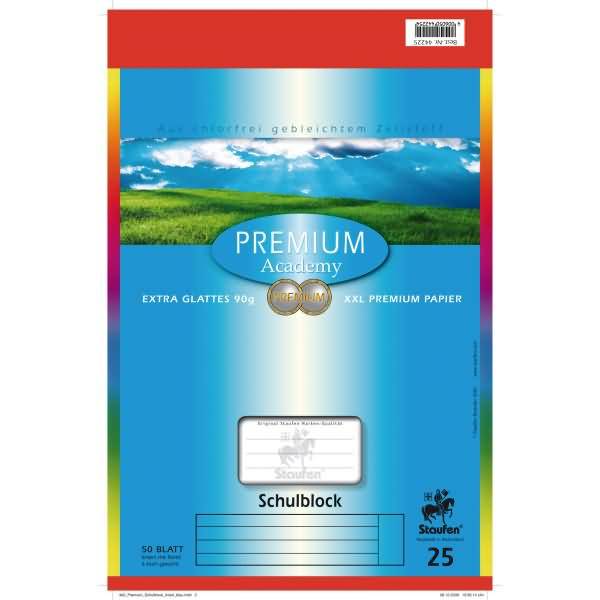 Schulblock Premium A4 50 Blatt liniert mit Rand