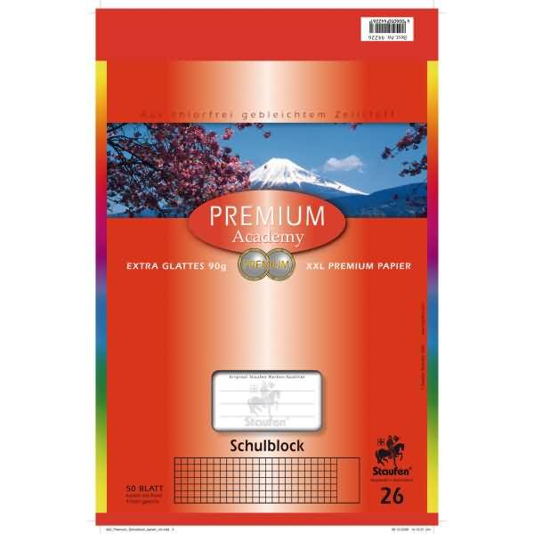 Schulblock Premium A4 50 Blatt kariert mit Rand