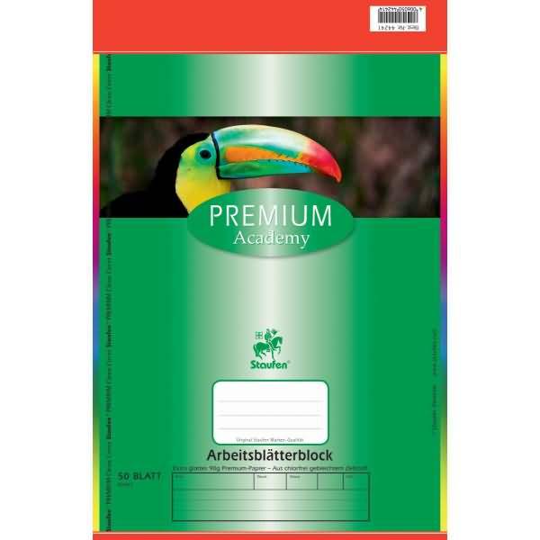 Arbeitsblätterblock A4 50 Blatt liniert 80g/qm 4-fach gelocht mit Rahmen weiß