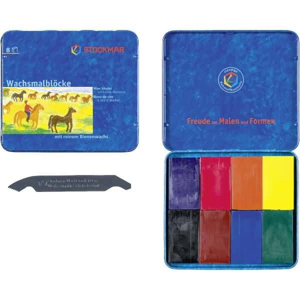 Wachsmalblöcke wasserfest VE=8 Farben