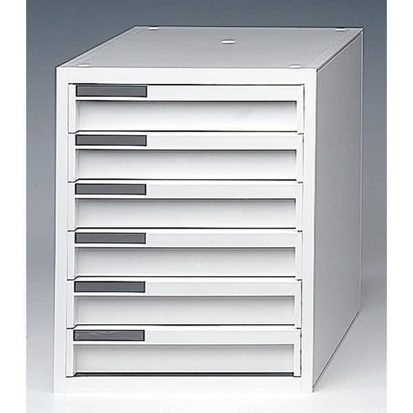 Schubladenbox styrokay 6 Schübe 45mm Front geschlossen weiß