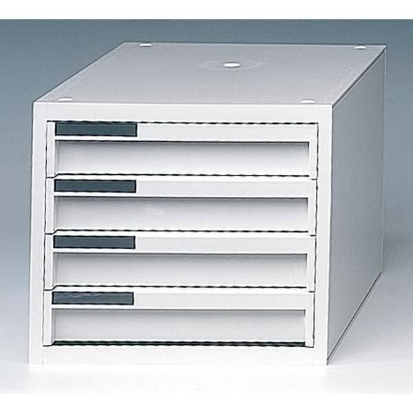 Schubladenbox styrokay 4 Schübe 45mm Front geschlossen weiß