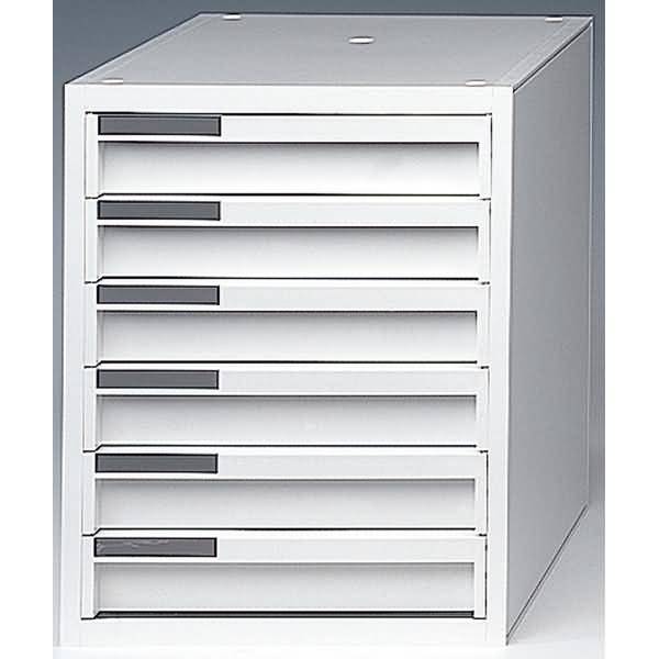 Schubladenbox styrokay 6 Schübe 29mm Front geschlossen weiß