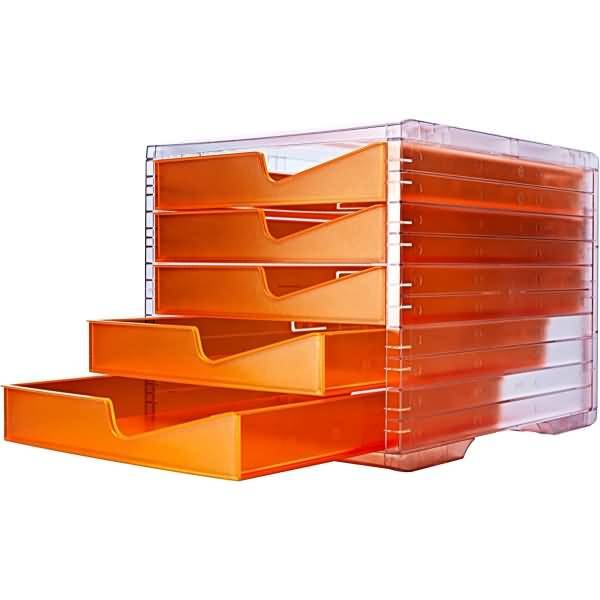 Schubladenbox styroswingbox NeonLine 5 Schubladen neon-orange