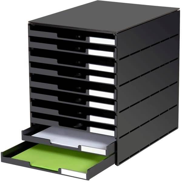 Schubladenbox styroval 243 10 Schubladen offen schwarz/schwarz