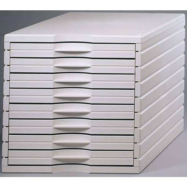 Schubladenbox styrotop C4 8 niedere Schubladen geschlossen weiß