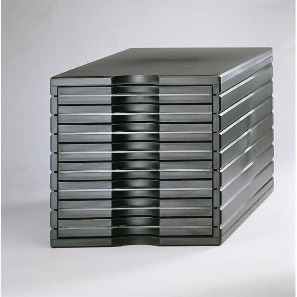 Schubladenbox styrotop A4 8 Fächer schwarz