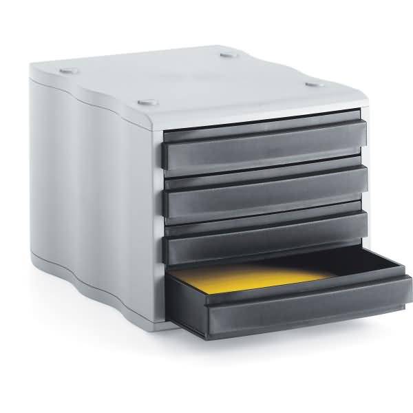 Schubladenbox styrowave 4 Schubladen 46mm grau/schwarz