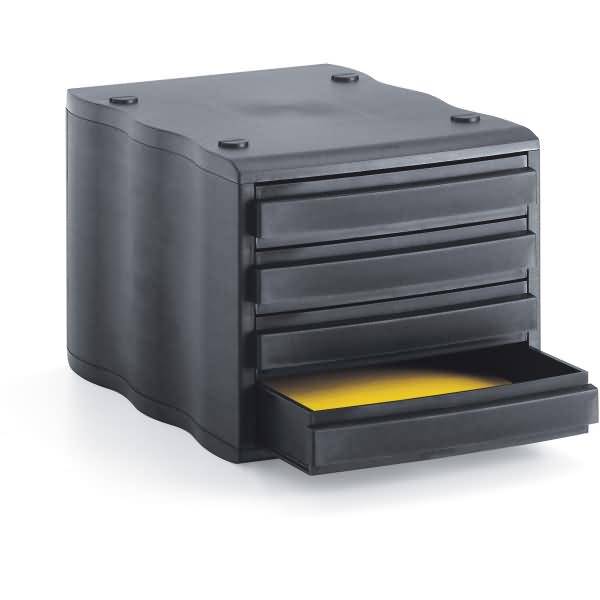 Schubladenbox styrowave 4 Schubladen 46mm schwarz/schwarz