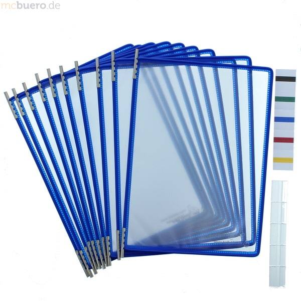 Sichttafel A5 blau 10 Stück mit 5 Aufsteckreitern 25mm