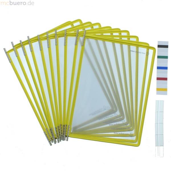 Sichttafel A5 gelb 10 Stück mit 5 Aufsteckreitern 25mm