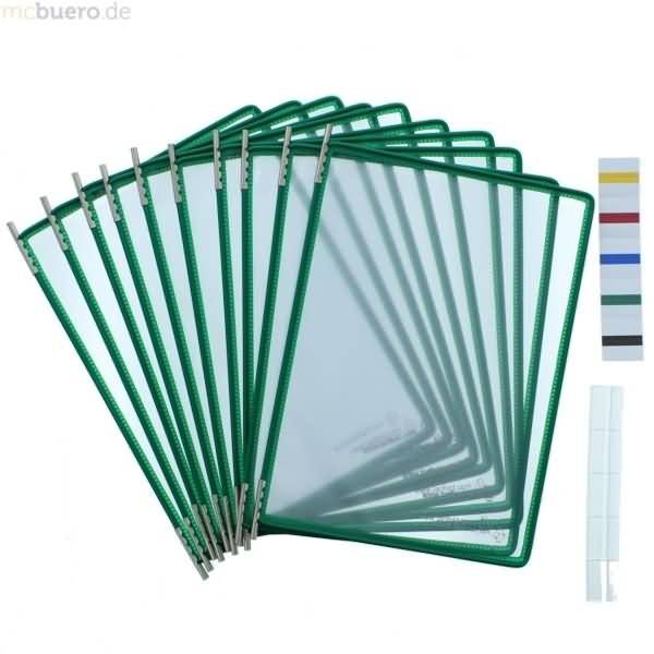 Sichttafel A5 grün 10 Stück mit 5 Aufsteckreitern 25mm