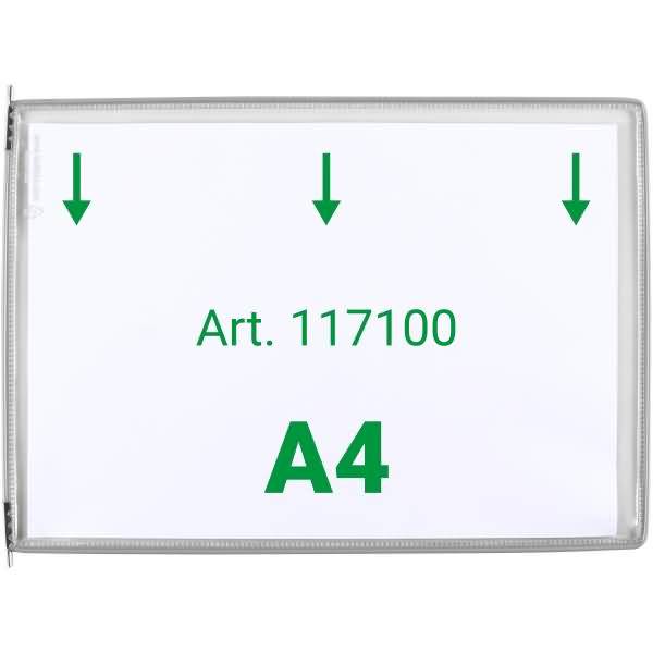 Sichttafel A4 quer grau 10 Stück mit 5 Aufsteckreitern 25mm