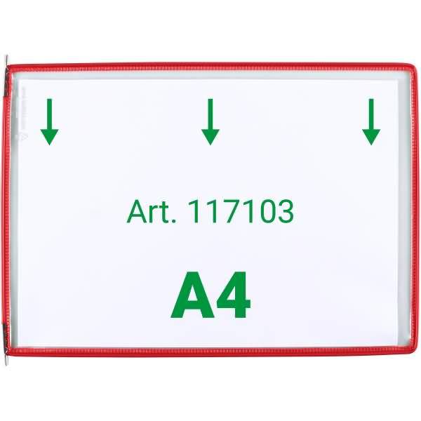 Sichttafel A4 quer rot 10 Stück mit 5 Aufsteckreitern 25mm