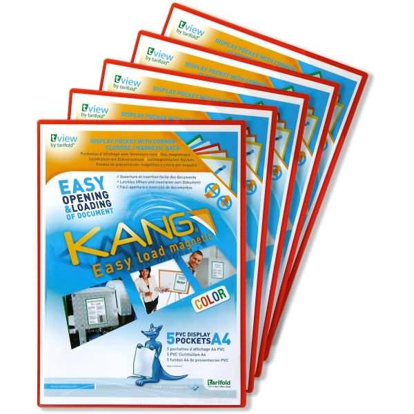 Sichttafel Kang easy load Color A4 magnetisch rot 5 Stück