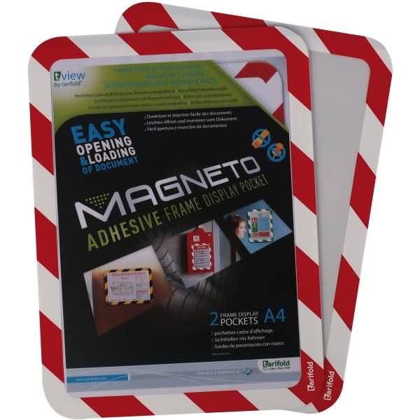 Sichtrahmen Magneto Safety Line A4 selbsthaftend Magnetverschluss rot/weiß 2 Stück