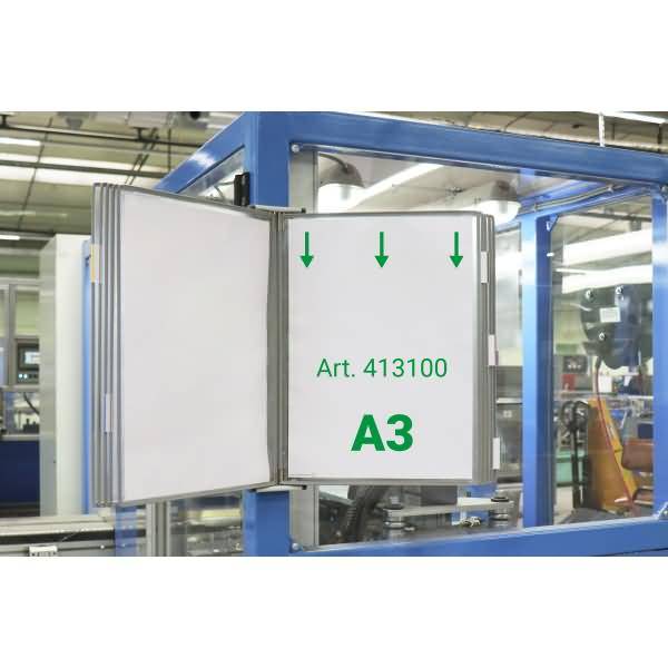 Wandsichttafelsystem A3 grau Metall mit 10 Sichttafeln grau