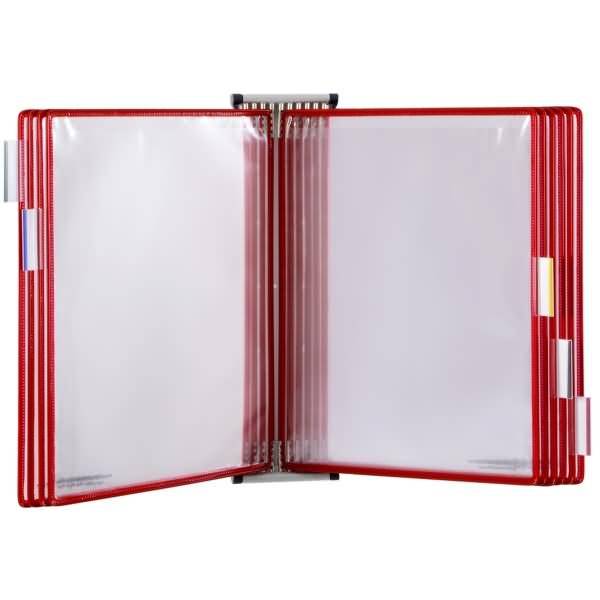 Wandsichttafelsystem A3 grau Metall mit 10 Sichttafeln rot