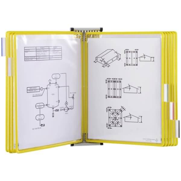 Wandsichttafelsystem A3 grau Metall mit 10 Sichttafeln gelb