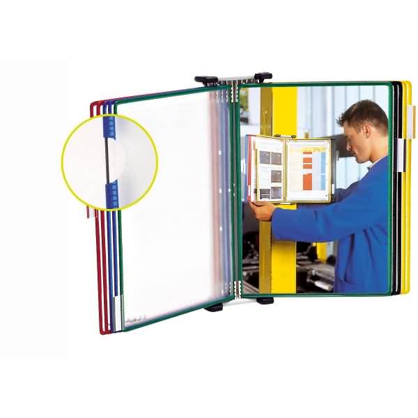 Wandsichttafelsystem A3 grau Metall mit 10 Sichttafeln farbig sortiert