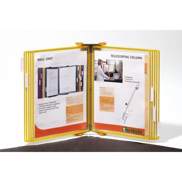 Wandsichttafelsystem A4 grau Metall mit 10 Sichttafeln durchscheinend orange