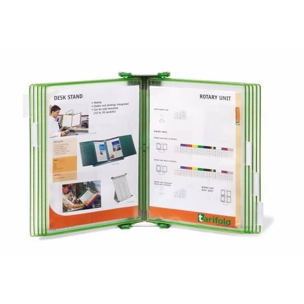 Wandsichttafelsystem A4 grau Metall mit 10 Sichttafeln durchscheinend grün