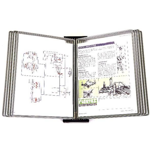 Sichttafel-Wandsystem Metal Black Line A4 mit 10 Tafeln grau