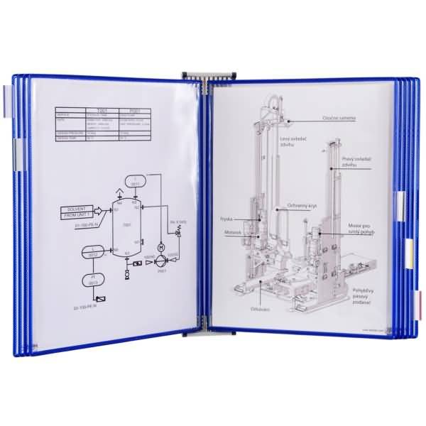 Wandsichttafelsystem A5 grau Metall mit 10 Sichttafeln blau