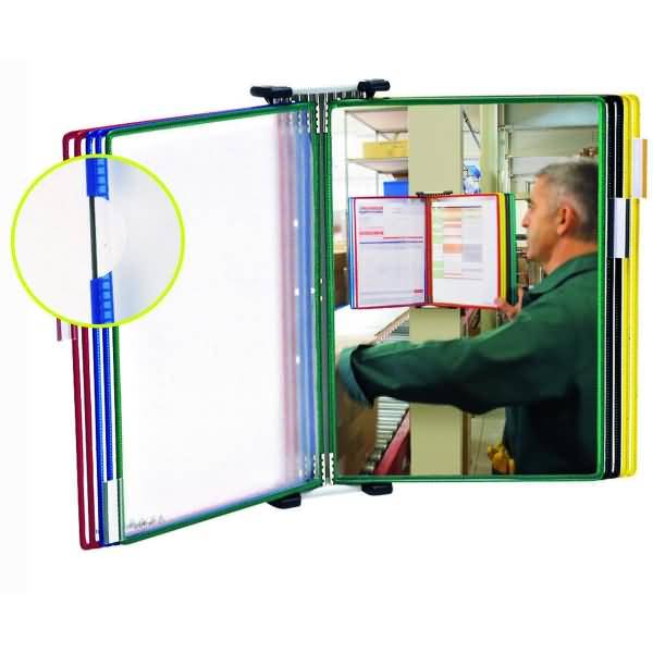 Wandsichttafelsystem A4 grau Metall seitl. offen mit 10 Sichttafeln sortiert