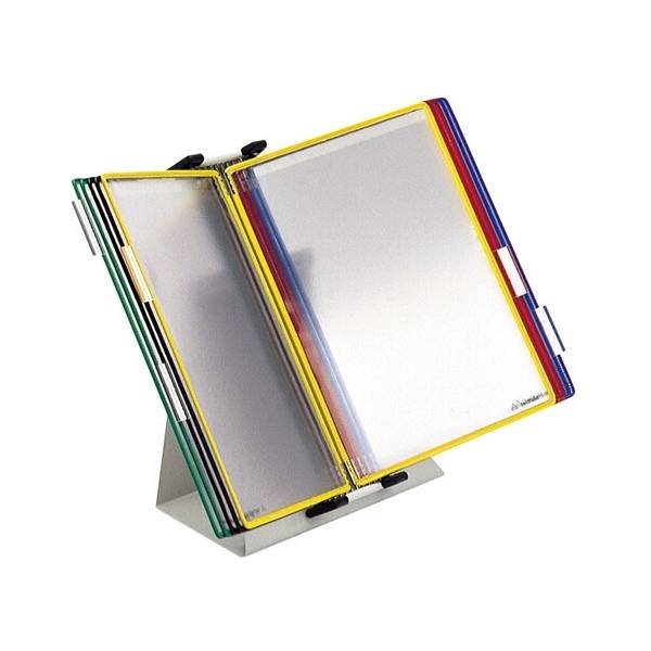 Wandsichttafelsystem Pult A3 grau Metall mit 10 Sichttafeln A3 sortiert