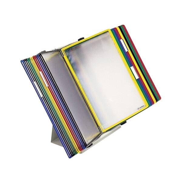 Tischtafelsystem Pult A3 grau Metall mit 20 Sichttafeln A3 sortiert