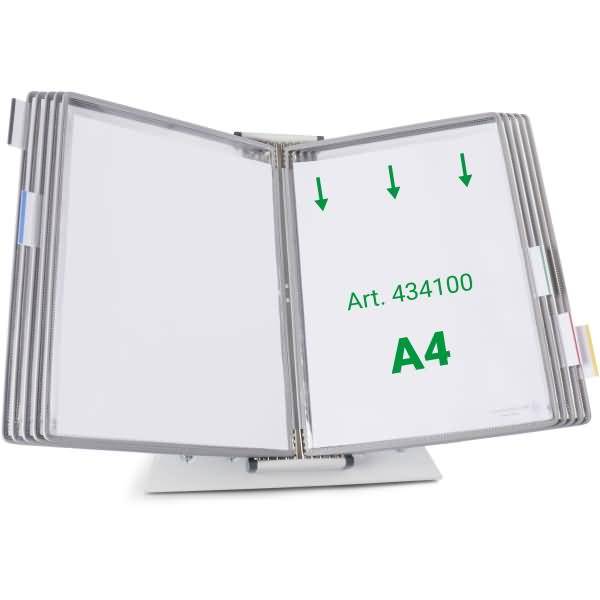 Wandsichttafelsystem Pult A4 grau Metall mit 10 Sichttafeln A4 grau