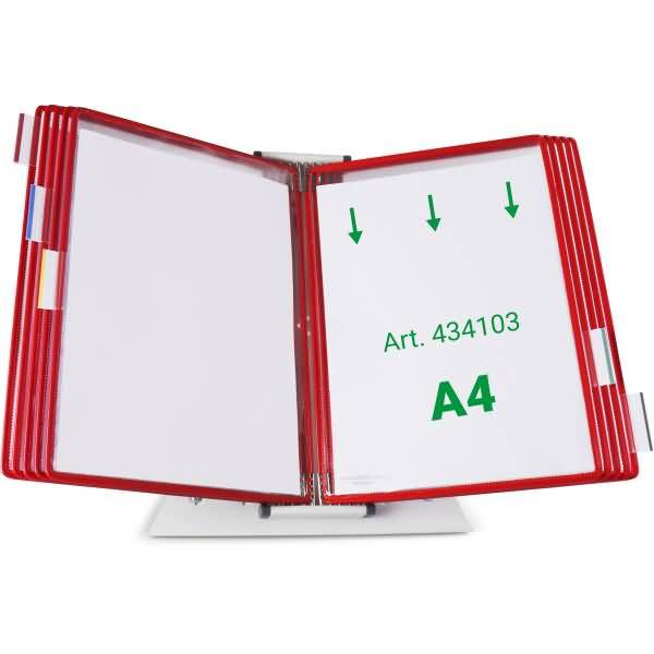 Wandsichttafelsystem Pult A4 grau Metall mit 10 Sichttafeln A4 rot