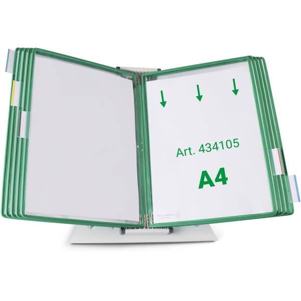 Wandsichttafelsystem Pult A4 grau Metall mit 10 Sichttafeln A4 grün