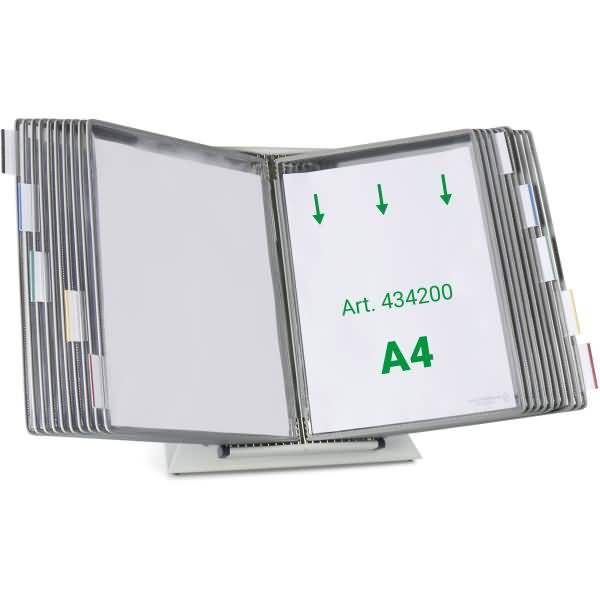 Wandsichttafelsystem Pult A4 grau Metall mit 20 Sichttafeln A4 grau