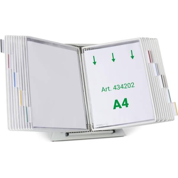 Wandsichttafelsystem Pult A4 grau Metall mit 20 Sichttafeln A4 weiß