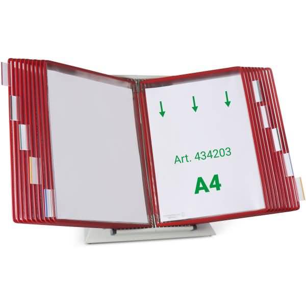 Wandsichttafelsystem Pult A4 grau Metall mit 20 Sichttafeln A4 rot