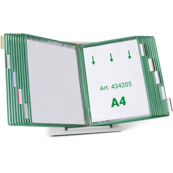 Wandsichttafelsystem Pult A4 grau Metall mit 20 Sichttafeln A4 grün